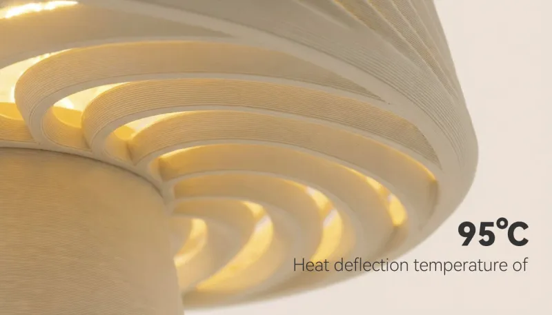 Heat deflection temperature of 95 °C, offering moderate heat resistance for broader applications
