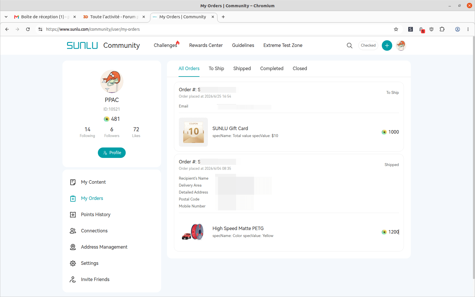 $10/€10 SUNLU Gift Card successfully received and promptly used. Thanks. - image 1