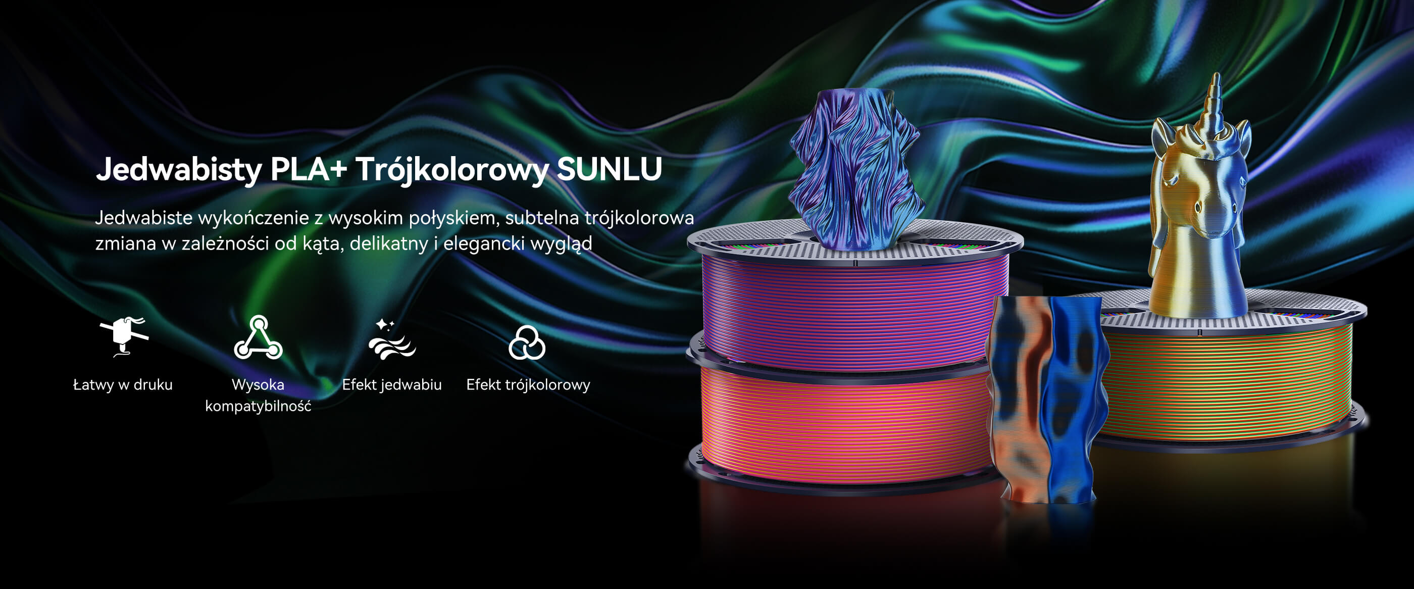 Jedwabisty PLA+ Trójkolorowy Przegląd