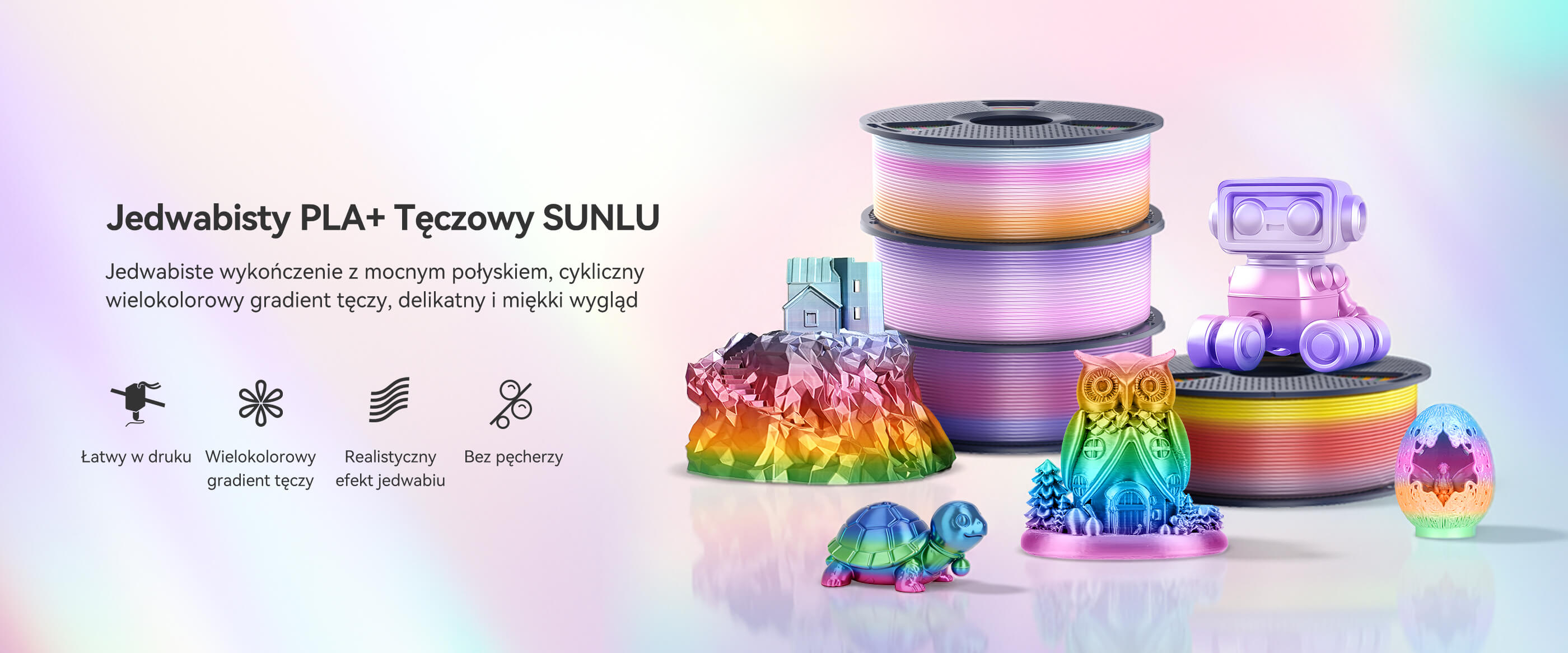 Jedwabisty PLA+ Tęczowy Przegląd