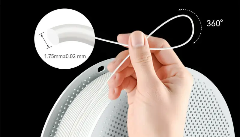 Tolerância de diâmetro de 1,75 ± 0,02 mm, garantindo ampla compatibilidade com impressoras FDM.